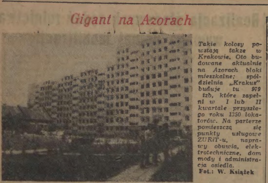 Mała stabilizacja Gomułki "Takiego bloku jak tysięcznik jeszcze w Krakowie nie było". Na ilustracji wycinek z Dziennika Polskiego z 1969 roku. 