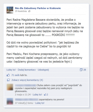 Źródło: Nie dla zabudowy parków w Krakowie/FB.