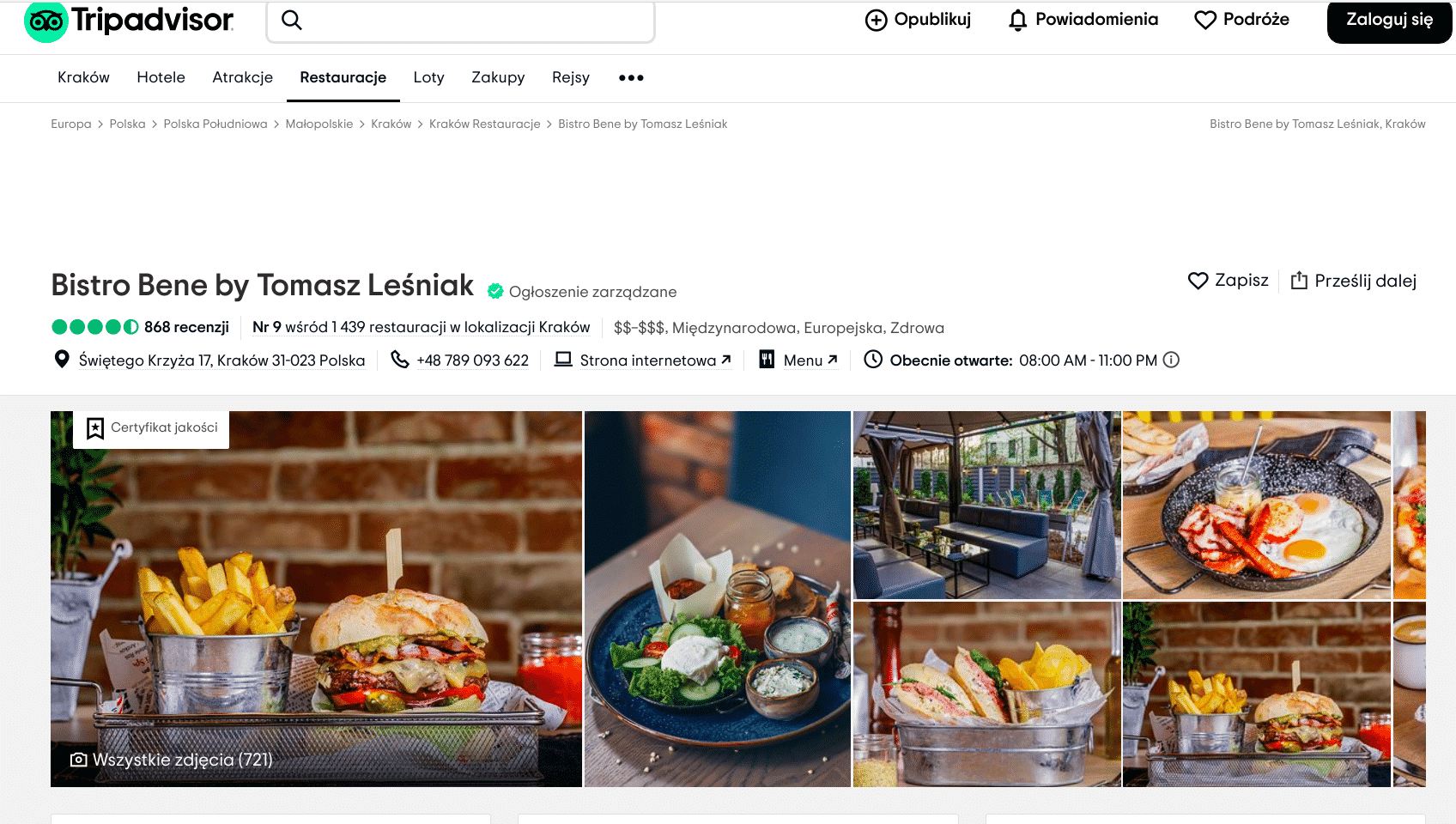 Bistro Bene by Tomasz Leśniak to jeden z najbardziej polecanych krakowskich lokali. Restauracje w Krakowie.