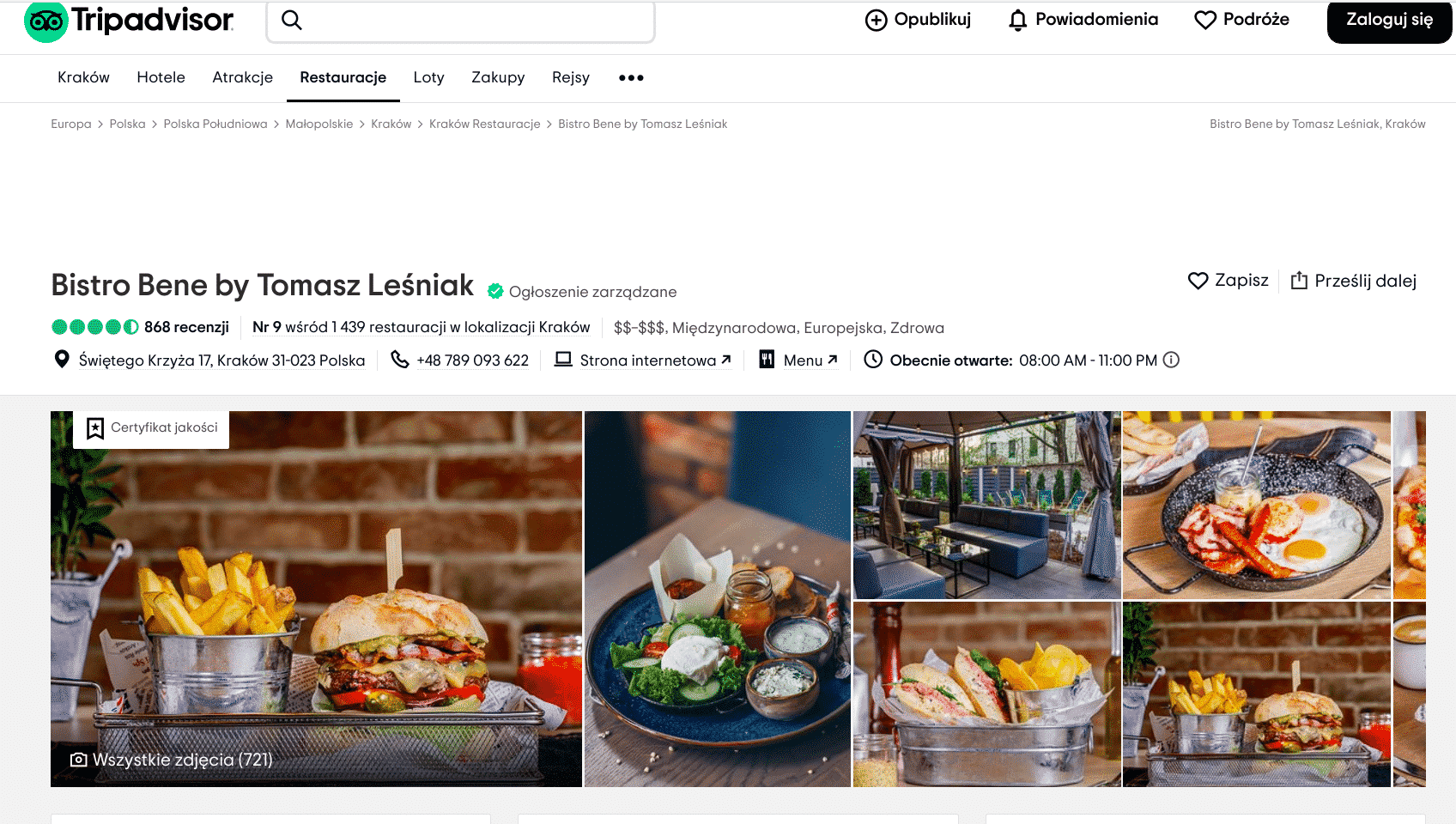 Bistro Bene by Tomasz Leśniak to jeden z najbardziej polecanych krakowskich lokali.