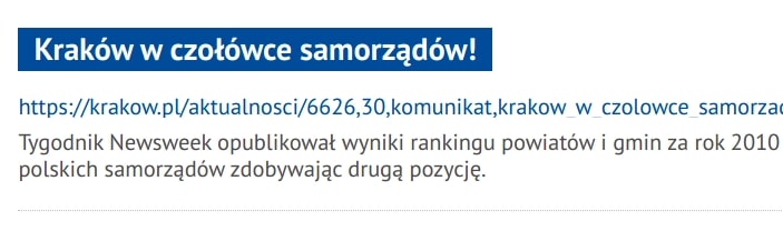 Kraków w czołówce samorządów!