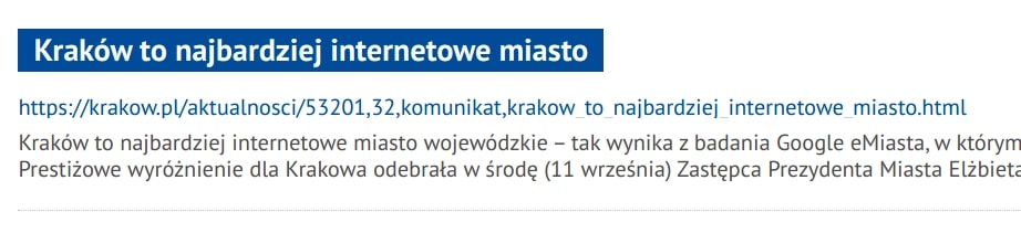 Kraków internetowe miasto.