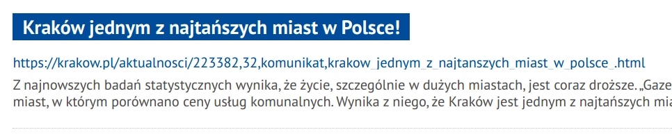 Kraków jednym z najtańszych miast w Polsce.