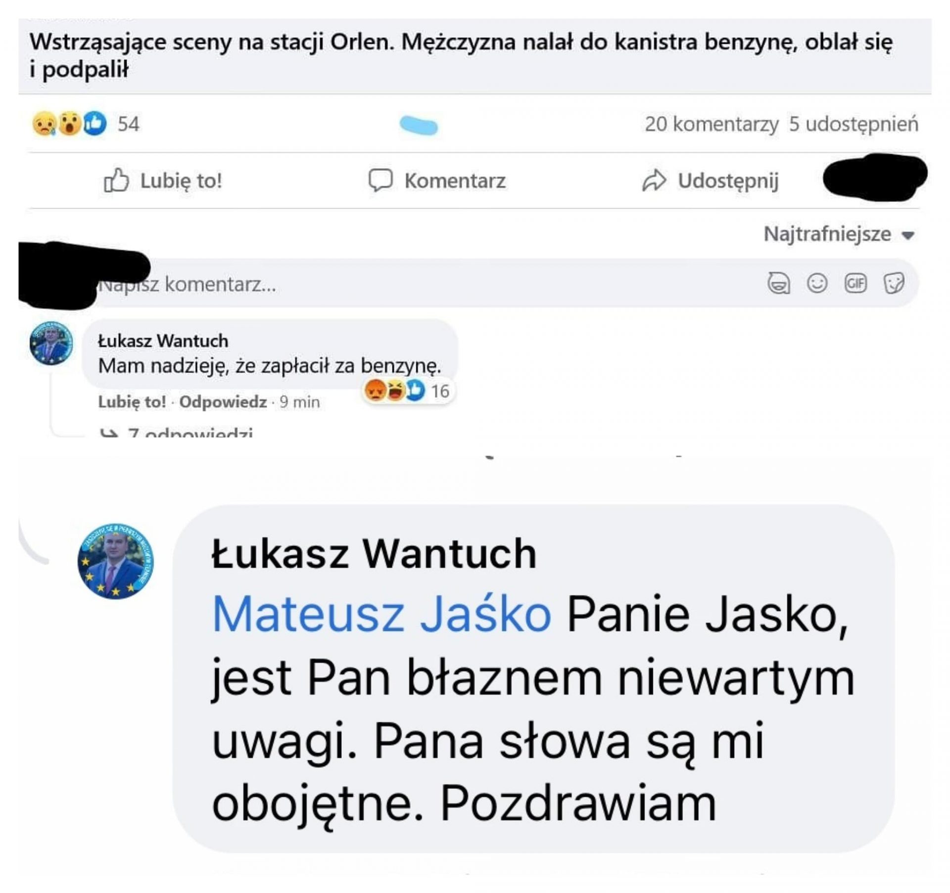 Łukasz Wantuch komentuje Mateusz Jaśko.