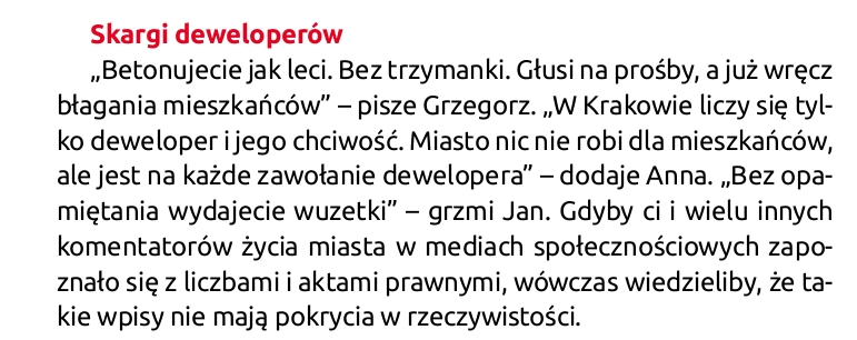Skargi deweloperów. Kraków.