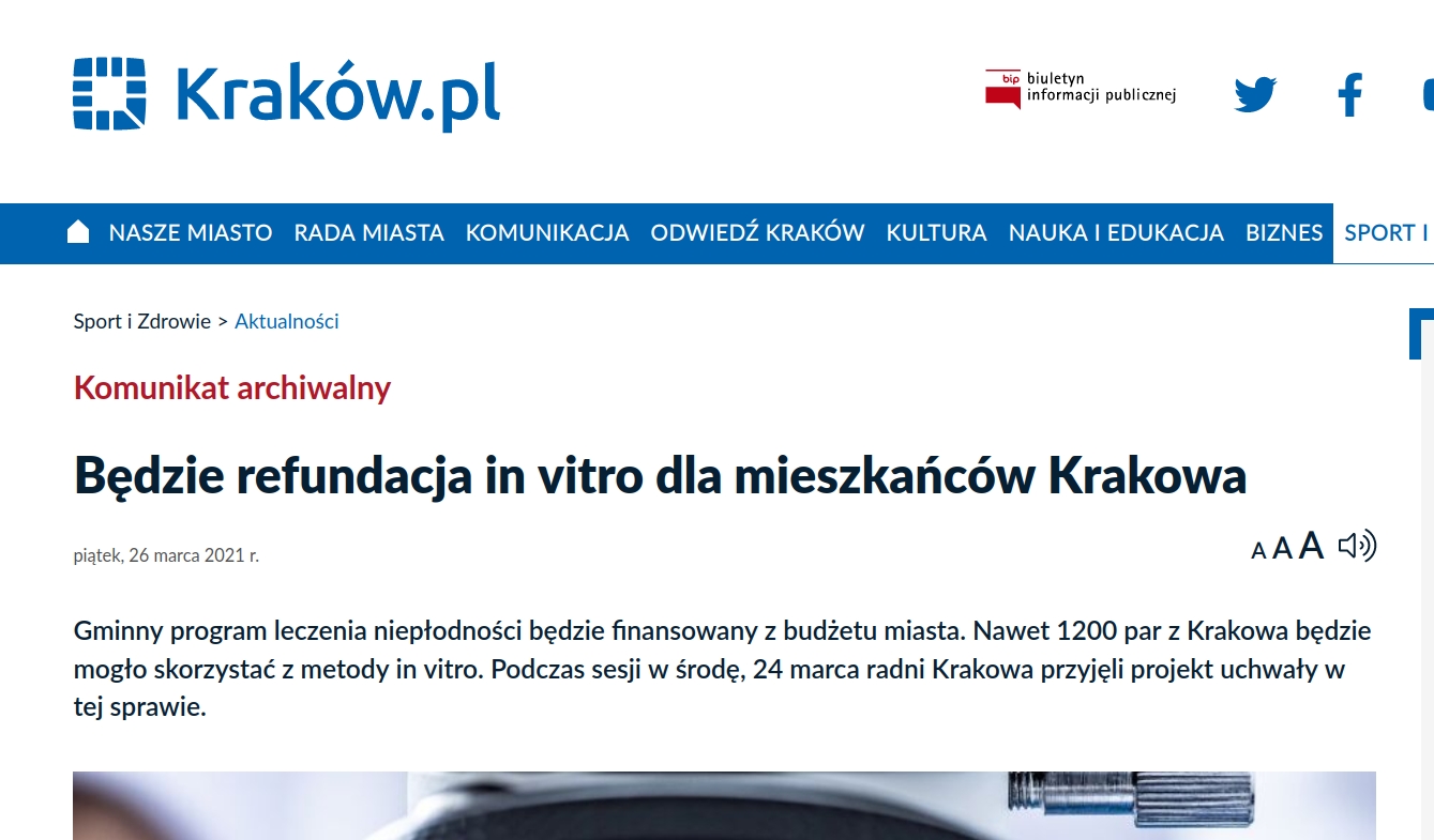 In vitro Kraków obiecywał, że pomoc uzyska nawet 1200 par.