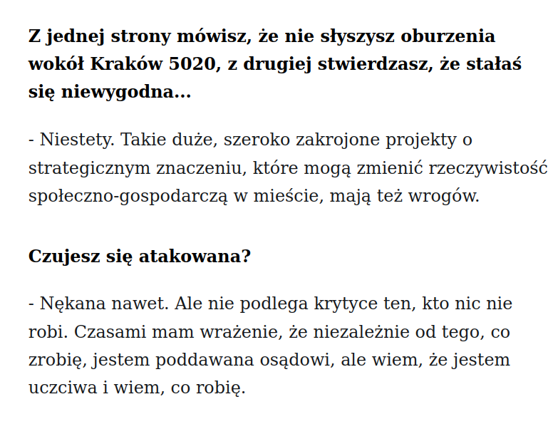Prezes Błaszczyk skarży się na nękanie na łamach Gazety Wyborczej.